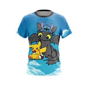 Stitch - Pokemon - How to train your dragon Unisex 3D T-shirt