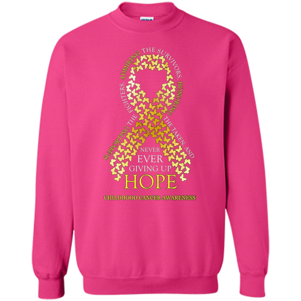 Childhood Cancer Awareness T-shirt Never Ever Giving Up Hope T-shirt Heliconia