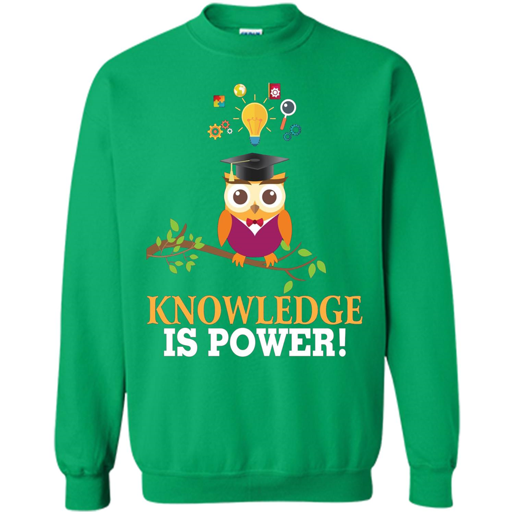 Knowledge is Power T-Shirt Cute Owl Teacher Student T-shirt Irish Green