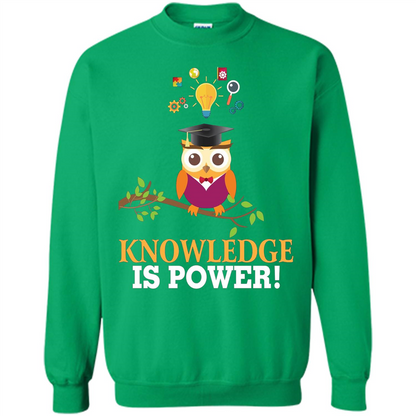 Knowledge is Power T-Shirt Cute Owl Teacher Student T-shirt Irish Green