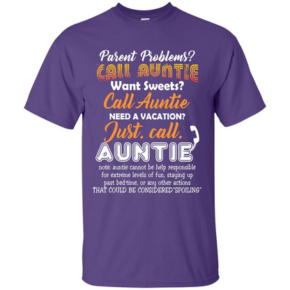 Aunt T-shirt Parent Problems Call Auntie T-shirt Purple