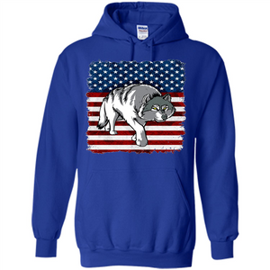 Independence Day T-shirt Grey Wolf On American Flag Patriotic