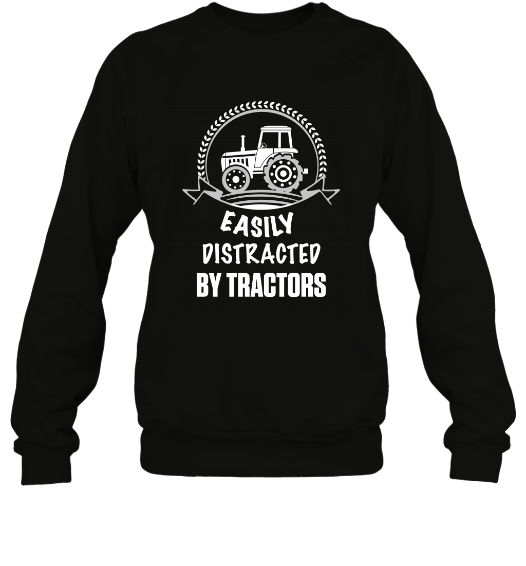 Easily Distracted By Tractors ShirtUnisex Fleece Pullover Sweatshirt