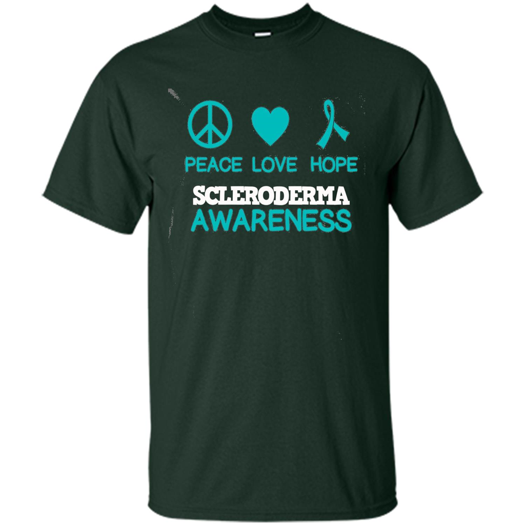 Scleroderma Awareness Ribbon Support T-shirt Peace Love Hope T-shirt Forest Green