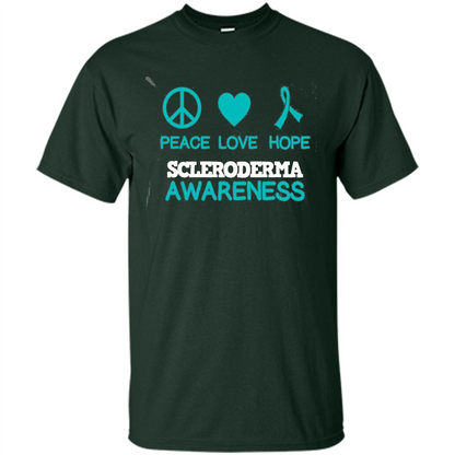 Scleroderma Awareness Ribbon Support T-shirt Peace Love Hope T-shirt Forest Green