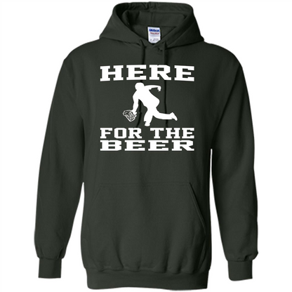 Funny Bowling Drinking Shirt Here For The Beer T-shirt Forest Green