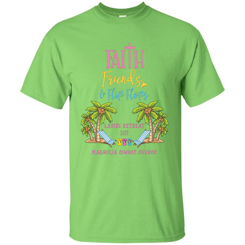 Ladies Beach Retreat 2017 T-shirt Faith Friends And Flip Flops Lime