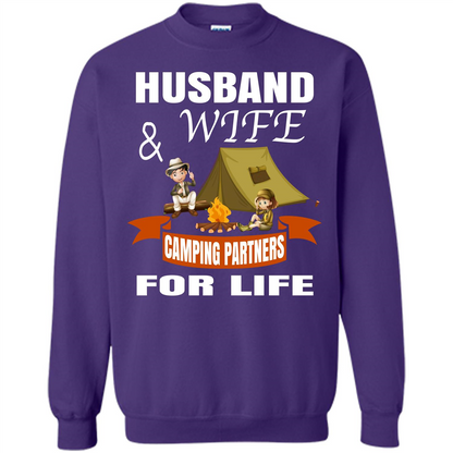 Camping Family T-shirt Husband And Wife Camping Partners For LIfe Purple