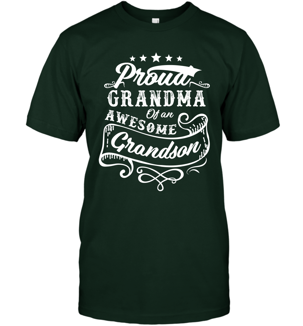 Proud Grandma Of An Awesome Grandson Shirt T-Shirt T-Shirt Forest Green