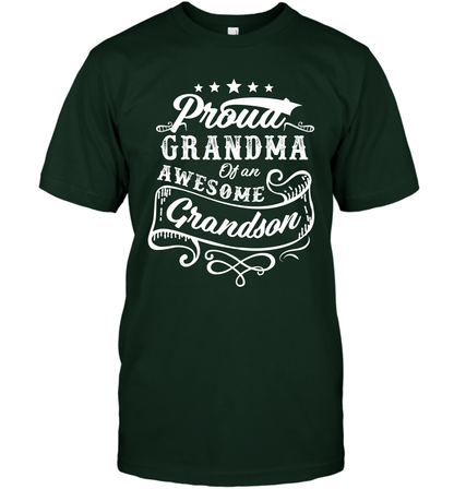 Proud Grandma Of An Awesome Grandson Shirt T-Shirt T-Shirt Forest Green