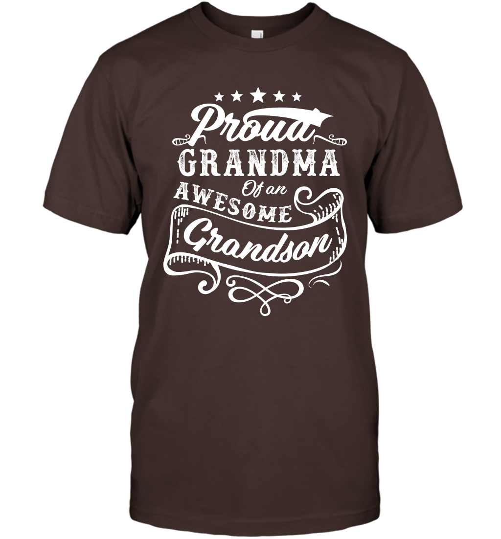 Proud Grandma Of An Awesome Grandson Shirt T-Shirt T-Shirt Dark Chocolate