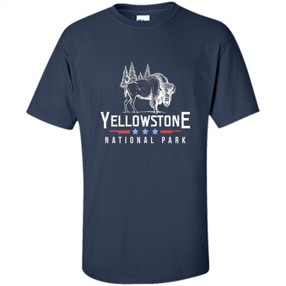 Yellowstone National Park Wyoming Buffalo T-shirt Navy