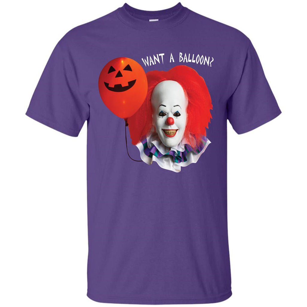 Halloween T-shirt Want A Balloon T-shirt Purple