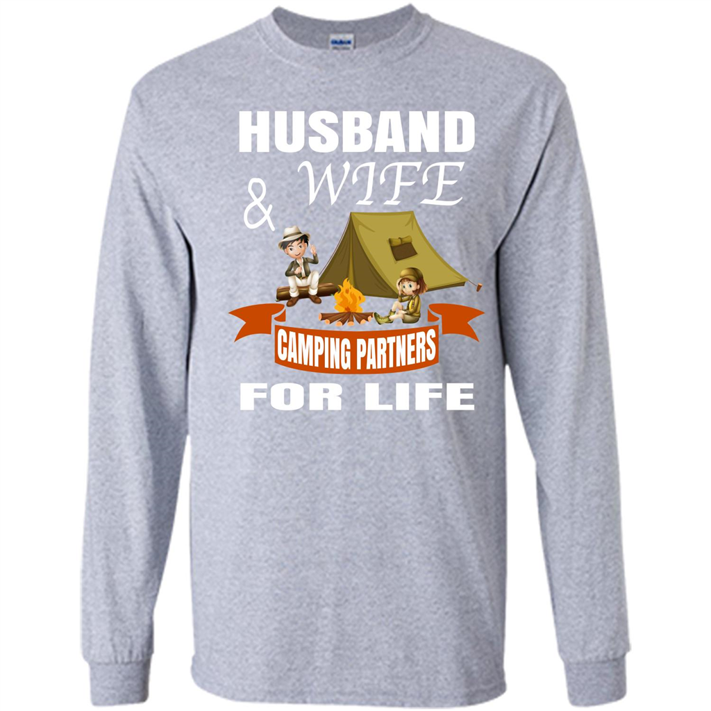 Camping Family T-shirt Husband And Wife Camping Partners For LIfe Sport Grey