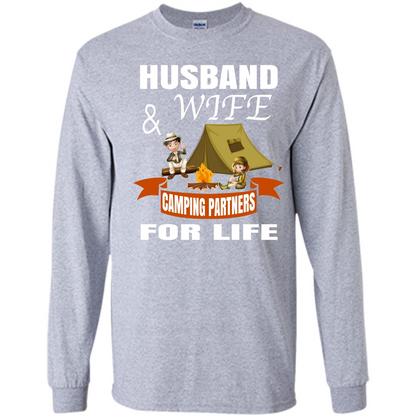 Camping Family T-shirt Husband And Wife Camping Partners For LIfe Sport Grey