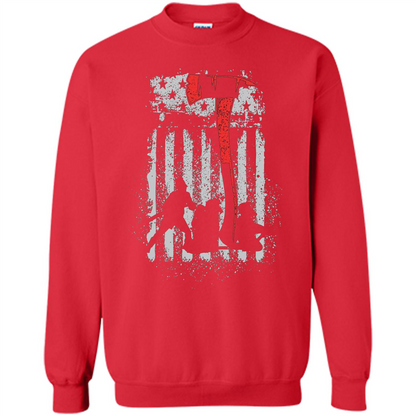 Firefighter With US Flag T-shirt Red