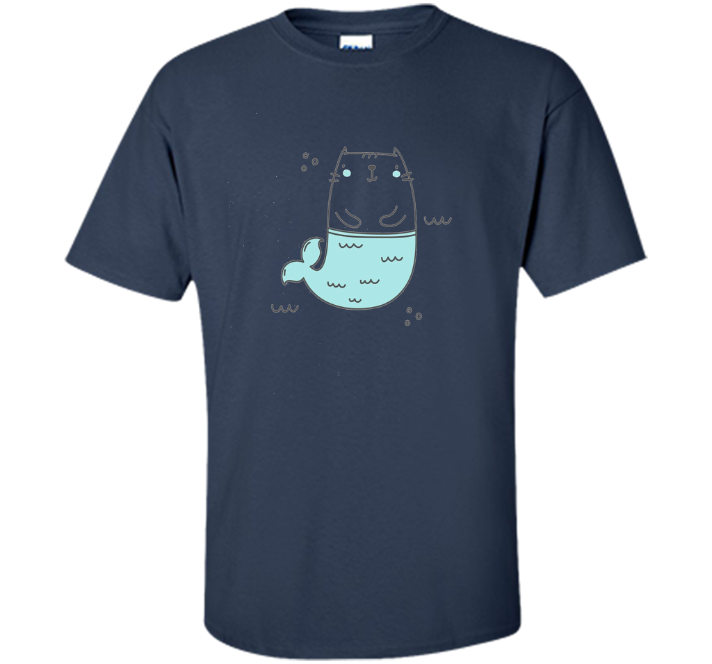MerKitty Mermaid Cat Girls Shirt Blue shirt Navy