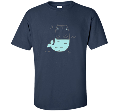 MerKitty Mermaid Cat Girls Shirt Blue shirt Navy