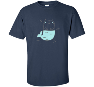 MerKitty Mermaid Cat Girls Shirt Blue shirt