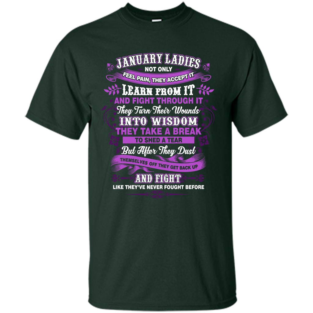 January Ladies T-shirt January Lady Facts Forest Green