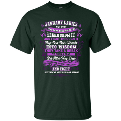 January Ladies T-shirt January Lady Facts Forest Green
