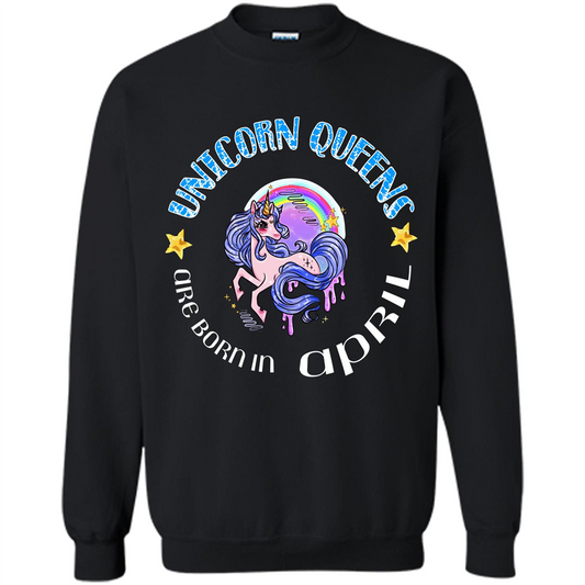 April Unicorn T-shirt Unicorn Queens Are Born April Black