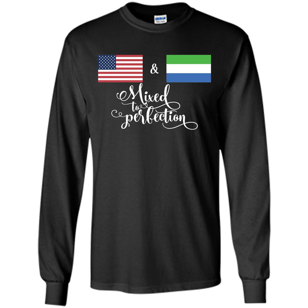 American + Sierra Leone Mixed To Perfection Flag T-Shirt Black