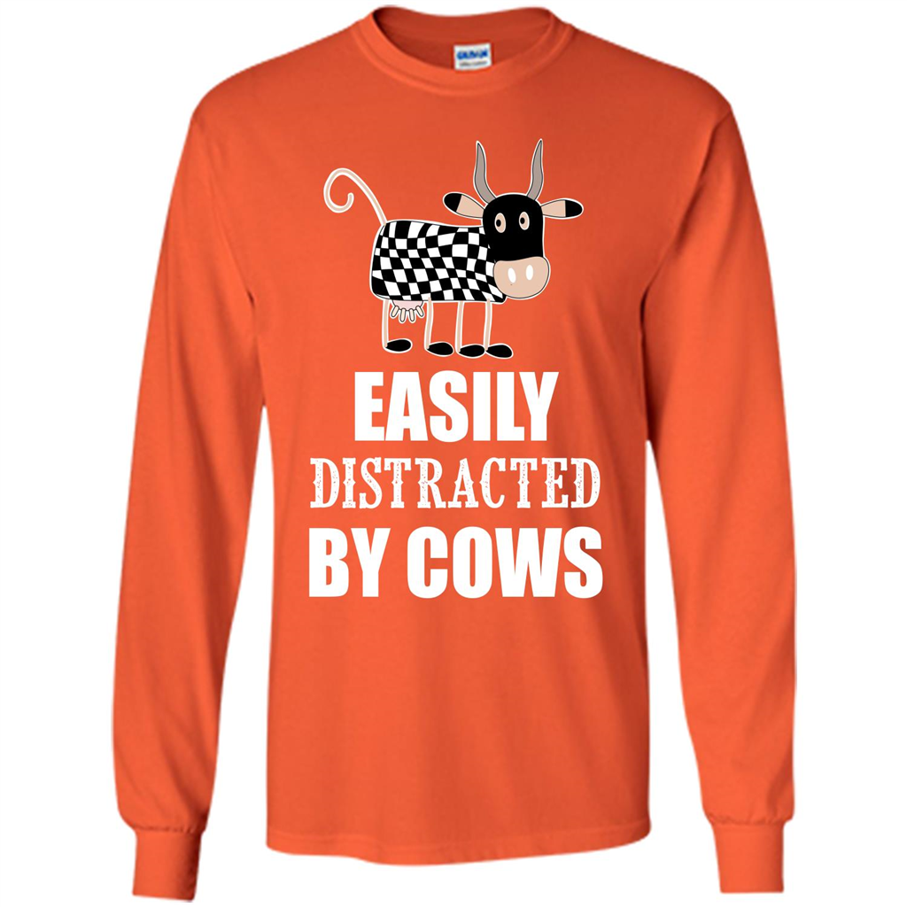 Cow T-shirt Easily Distracted By Cows T-shirt Orange