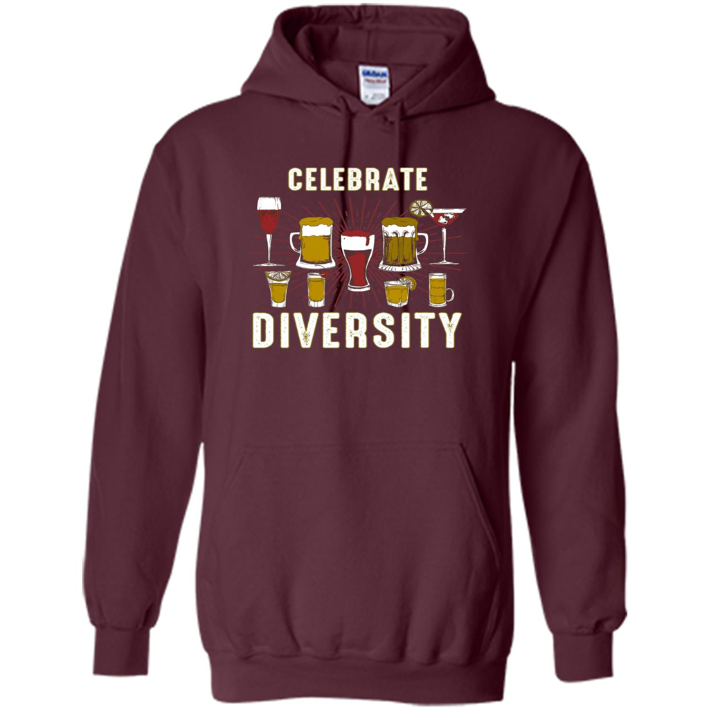 Alcohol Diversity T-Shirt Celebrate With Beer And Booze Maroon