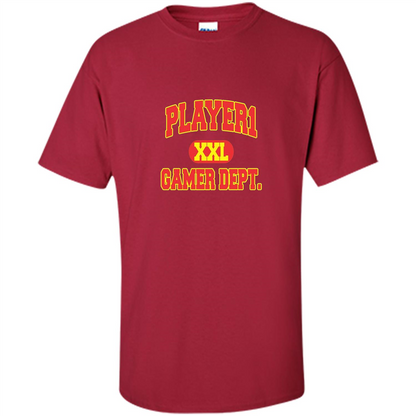 Gamer T-shirt Player 1 XXL Gamer Department Cardinal