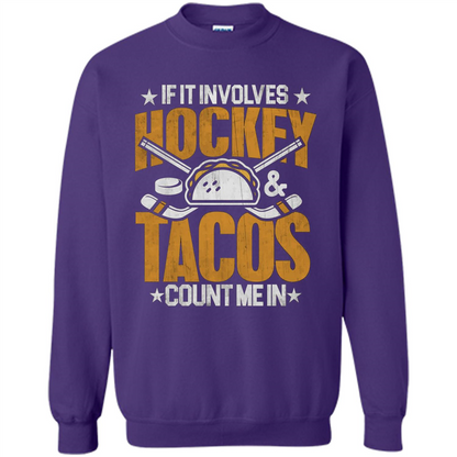 Hockey Gift T-shirt If It Involves Hockey and Tacos Count Me In T-shirt Orange