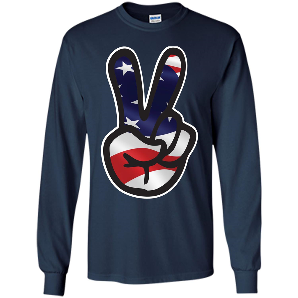 Amreican Flag Peace Guy T-shirt Navy