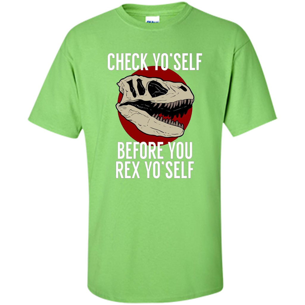 Dinosaur T-shirt Check Yo'Self Before You Rex Yo'Self T-shirt Lime