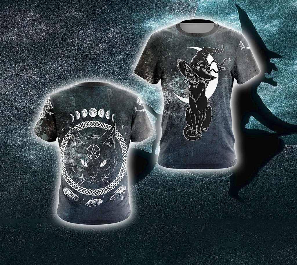 Black Cat Witches Unisex 3D T-shirt