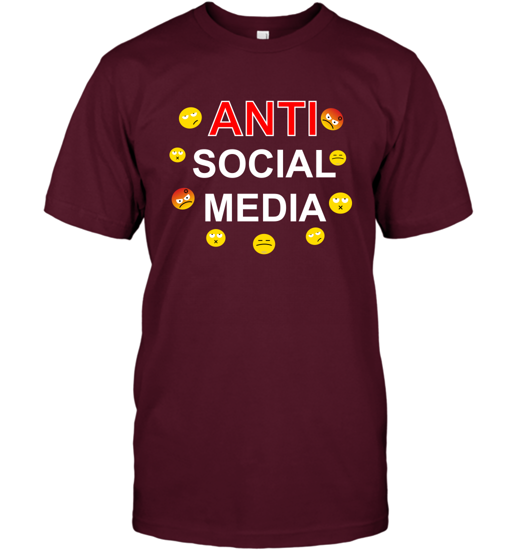 Anti Social Media Shirt T-Shirt T-Shirt Maroon
