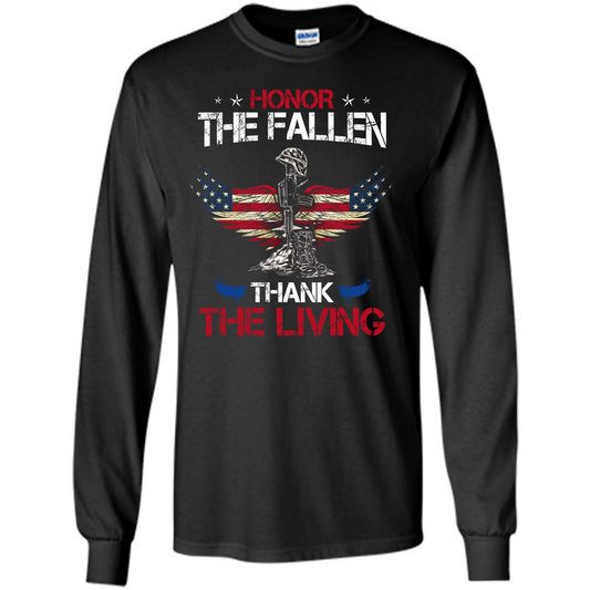 Military T-shirt Honor The Fallen Thank The Living Black