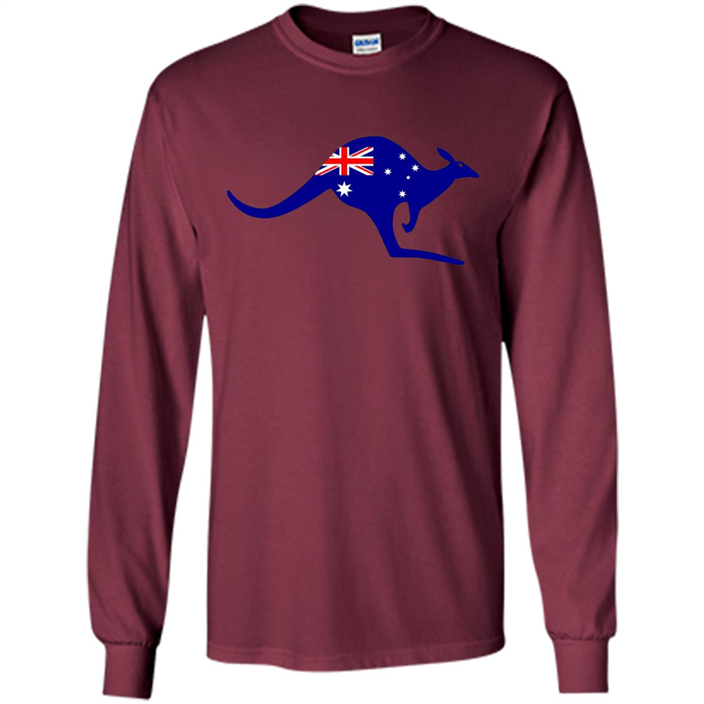 Australian Flag Kangaroo T-shirt Australia Vacation T-shirt Maroon