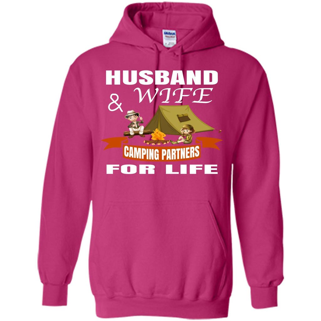 Camping Family T-shirt Husband And Wife Camping Partners For LIfe Heliconia