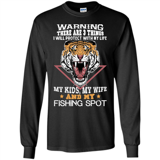 Fisherman T-shirt Warning There Are 3 Things I Will Protect With My Life Black