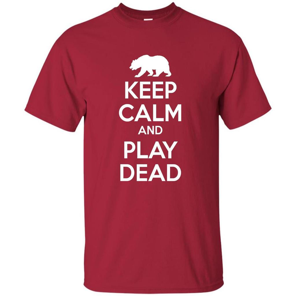 Keep Calm and Play Dead Bear T-shirt Cardinal