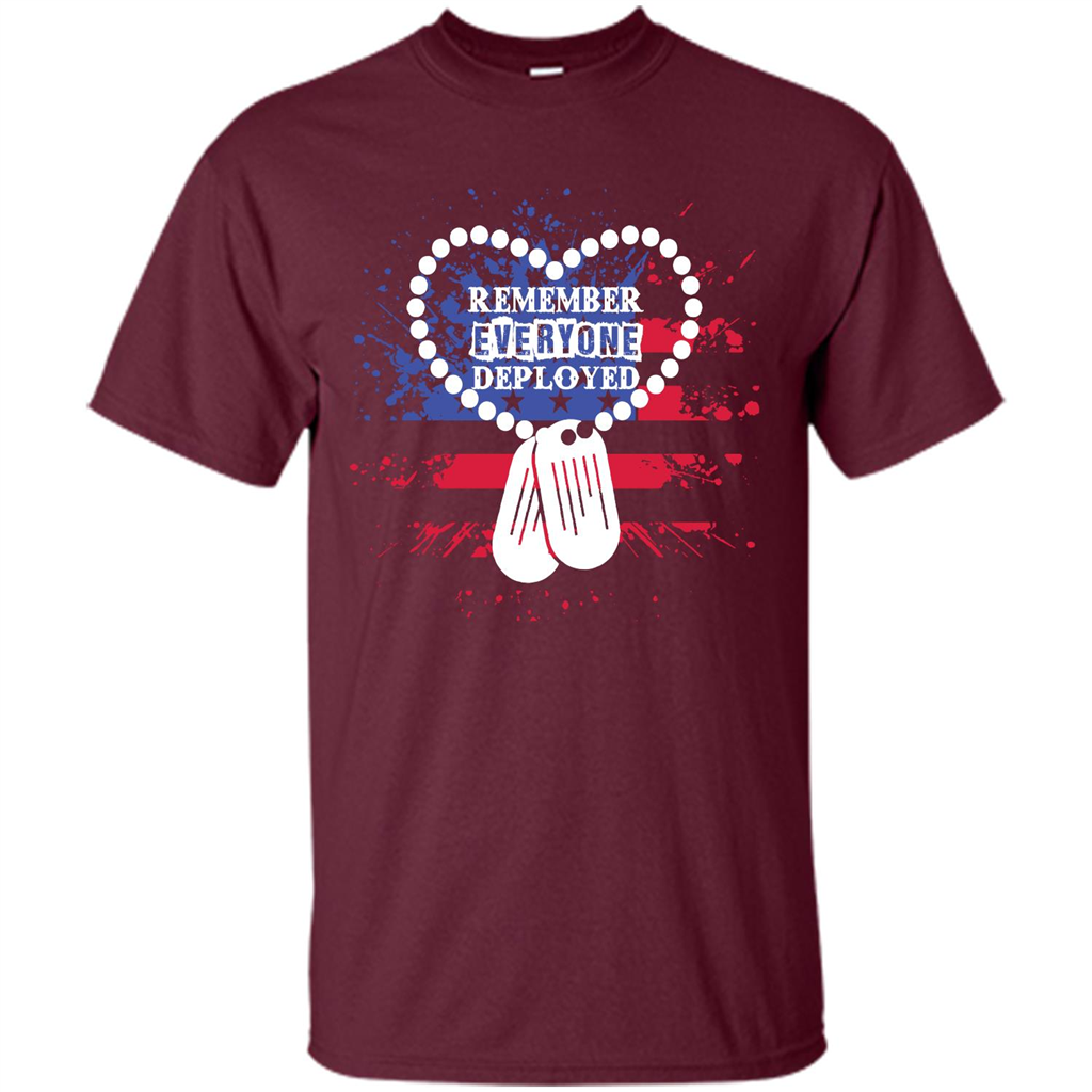 Military T-shirt RED Remember Everyone Deployed Maroon