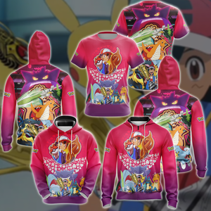 Pokemon Ash Ketchum Champion Anime Manga 3D All Over Printed T-shirt Tank Top Zip Hoodie Pullover Hoodie Hawaiian Shirt Beach Shorts Jogger