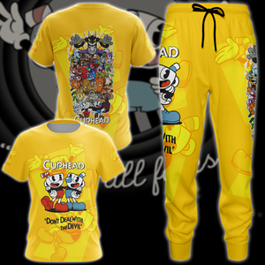 Cuphead Video Game 3D All Over Print T-shirt Tank Top Zip Hoodie Pullover Hoodie Hawaiian Shirt Beach Shorts Jogger   