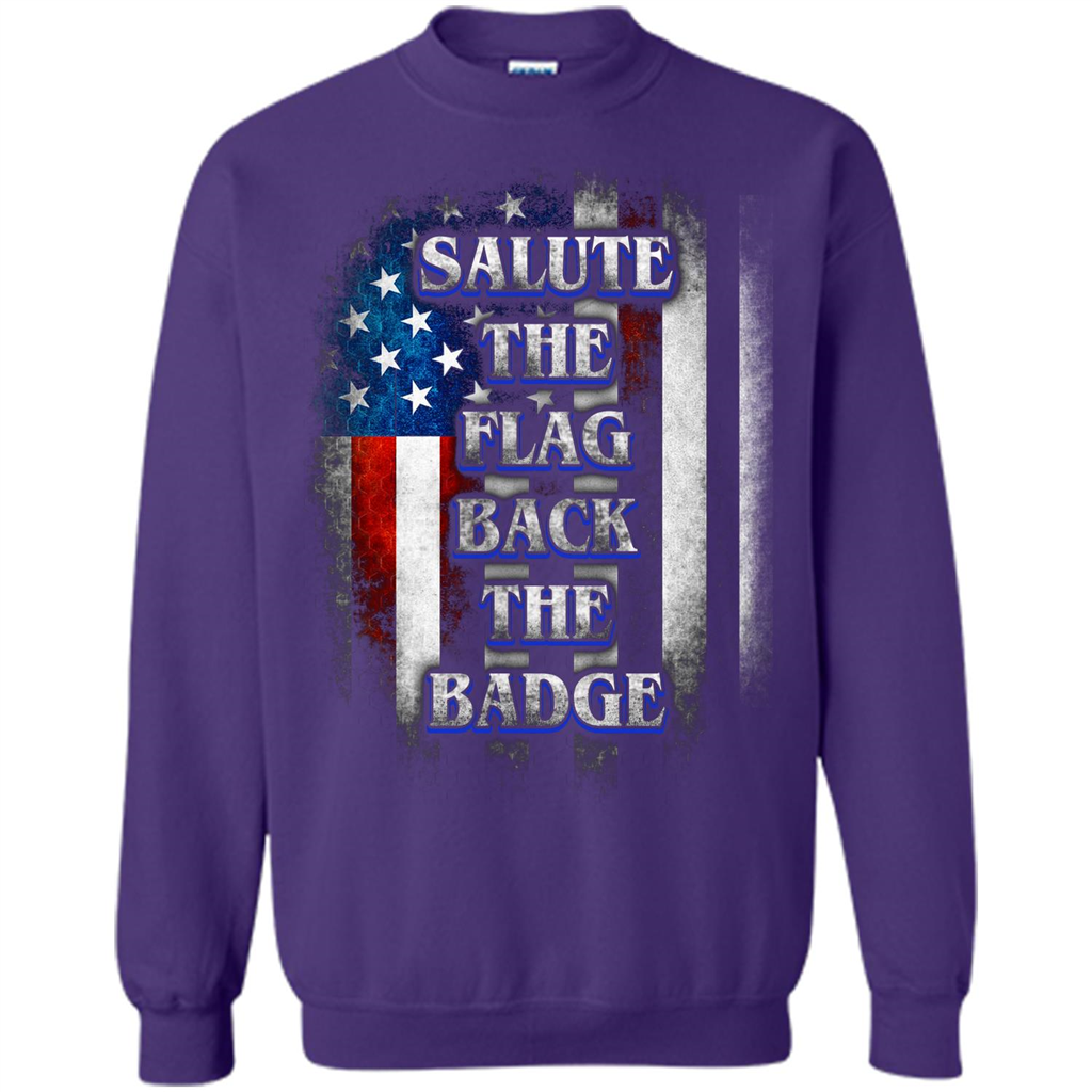 America Flag T-shirt Salute The Flag Back The Badge T-shirt Orange