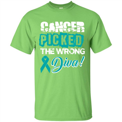 Cancer Awareness T-shirt Cancer Picked The Wrong Diva T-shirt Lime