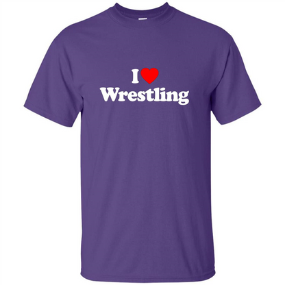I Love Wrestling T-shirt Purple
