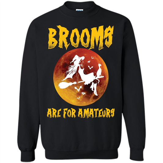 Halloween T-shirt Brooms Are For Amateurs T-shirt Black