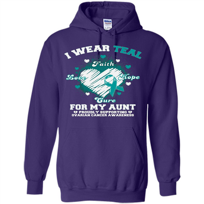 I Wear Teal For My Aunt - Ovarian Cancer Awareness T-Shirt Purple