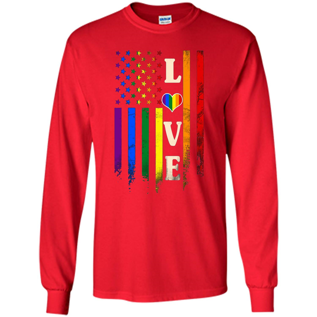 LGBTQ Pride T-shirt Love Rainbow Heart Flag Red