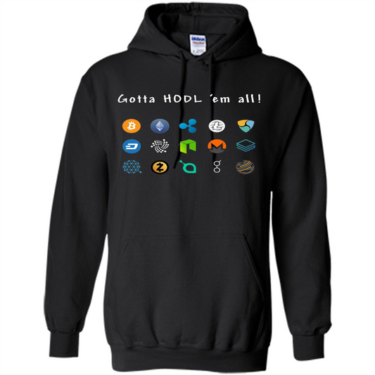 Ethereum Bitcoin Litecoin Gotta Hodl Em All Crypto T-Shirt Black